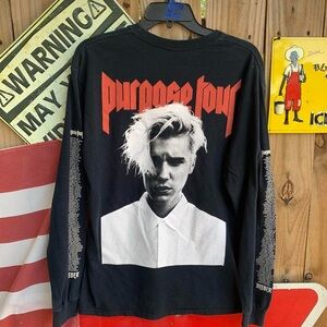 Vintage Justin Bieber Purpose Tour Long Sleeves Shirt Size M
